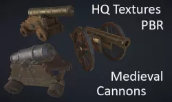 Medieval Cannons PBR Pack Low-poly  3D model