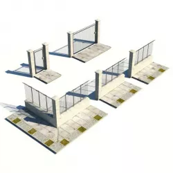 Metal And Stone Fence And Gates 3D model