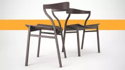 Scandinavian wood dining room chair  3D model