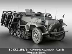 SD KFZ 251 1 - Ausf B - Walking Stuka 3D model