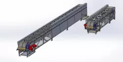 Small transport conveyor with extendable opportunities, for powders, meat, food 