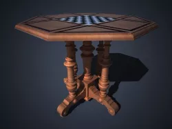 solid cherry chess table 3D model