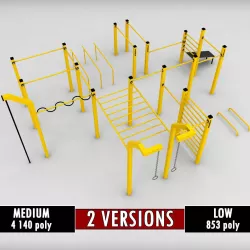 Street workout park gym low poly Low-poly  3D model