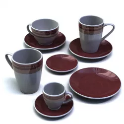 Tea Mug Set  Red 3D model