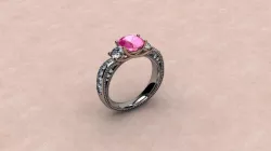 three stones millgrain ring