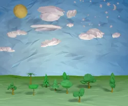 Trees  clouds  sun moon stars pack Low-poly  3D model