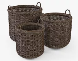 Wicker Basket 7 Walnut Brown Color 3D model