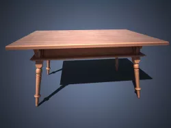 wood table with turned legs 3D model