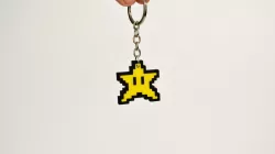 8bit Star Mario Keychain