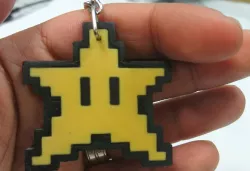 8 bit Star Keyring - double sided