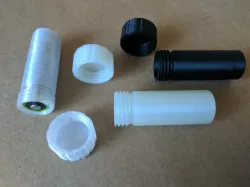 AA battery vial with screw cap