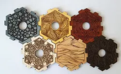 CATAN center tiles and pips (by Glowforge)