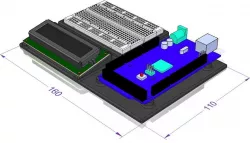 Stand for Arduino UNO/MEGA + 16x2 Display + 350 Point Breadboard