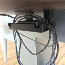 Under-table charger holder and cable wrap-up