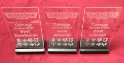 Tournaments Awards / Plaque / Trophy - Laser Cut 0.20in Clear Acrylic and a 3D Printed Base