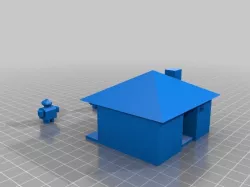 little house with a man