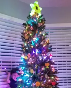 Lighted Super Mario Bros. Pixel Star Christmas Tree Topper