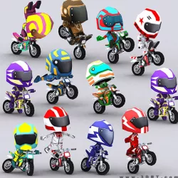 3DRT-Chibii racers - Dirt bikes Low-poly  3D model