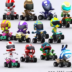 3DRT - chibii racers - quad bikes Low-poly  3D model