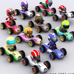 3DRT-Chibii racers - retro cars Low-poly  3D model