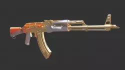 AK 47 Gold and silver parts mesh 3D Model Low-poly  3D model