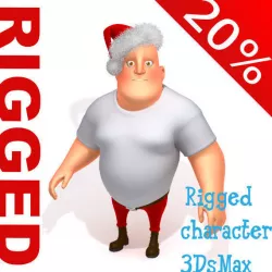 Big man santa claus cartoon rigged  3D model