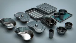 Bowls and Trays - Vessels Stainless Steel Low-poly  3D model