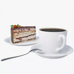 Cake and coffee 3D model