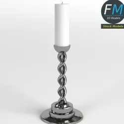 Candle on Holder 3D model