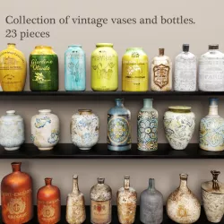 Collection vases and bottles 3D model