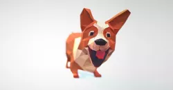 Dog corgi Low-poly  3D model