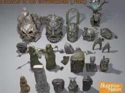 Elements of the environment Pack Low-poly  3D model