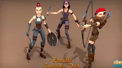 Female Character Pack Low-poly  3D model