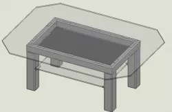 Glass table with framework