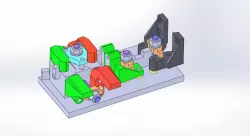 Milling and drilling fixture for VMC. With poka-yoke clamp.