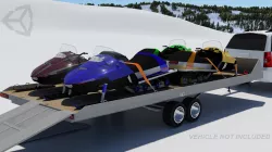 Modern Snowmobiles with Trailer Low-poly  3D model