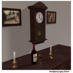 Old Clock with Pendulum Low-poly  3D model