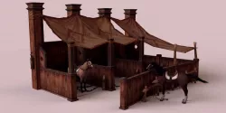 Stable and Horse Low-poly  3D model