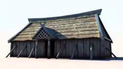 Viking House 3  longhouse  Low-poly  3D model