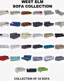 West Elm Sofa collection 3D model