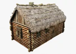 Wooden Thatch House Low-poly  3D model