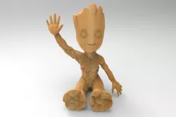 baby groot sitting waving