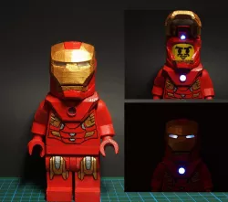 Minifig Ironman MK VII with open helmet and lights