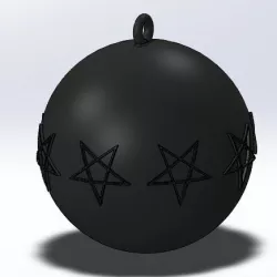 Anti Christmas Tree Ball for Black Metal Heads w. Pentagram HD STL