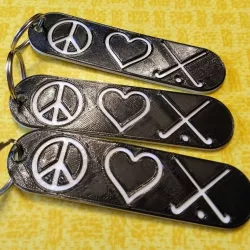 Peace Love Field Hockey bag tag keychain