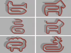 12 Chinese Zodiac Animal Paper Clips (Part 2)