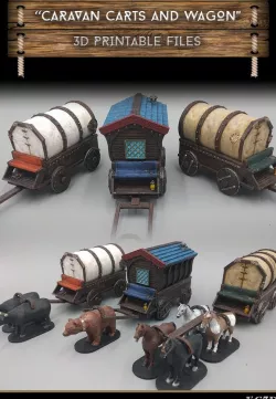 Caravan Wagons - Modular - 28mm gaming - Sample items