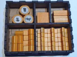 Catan compact box for one player's pieces. Fits Seafarers and Cities and Knights.