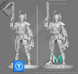 Star Wars - Boba Fett - Full Character - Low Poly - Hi-Poly in Description