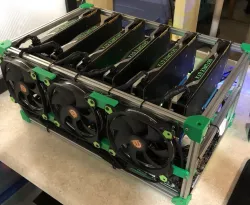 3D Printed Mining Rig - 140mm Fans and Power Button Holder